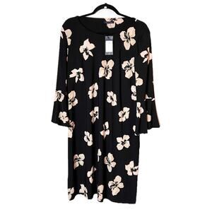 NWT TOMMY HILFIGER Womens 3/4 Sleeve Sheath Dress US 14 XL Black Floral